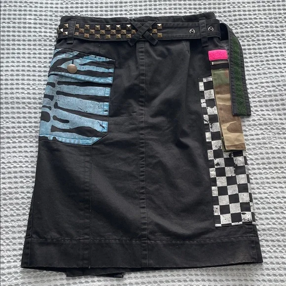 Marc Jacobs Resort 2017 Black Patchwork Cargo Midi Skirt with Belt - Picture 4 of 8